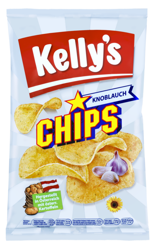 Verpackung von Kelly's CHIPS GARLIC