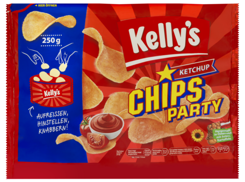 Verpackung von Kelly’s Chips Party Ketchup