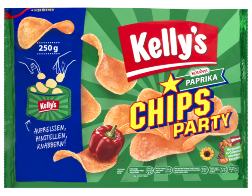 Verpackung von Kelly's CHIPS PARTY Paprika