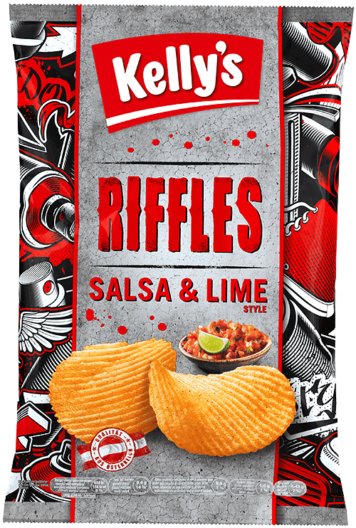 Verpackung von Kelly's Riffles <br>Salsa & Lime