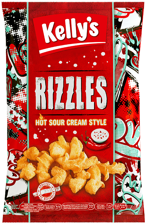 Verpackung von Kelly's Rizzles Hot Sour Cream