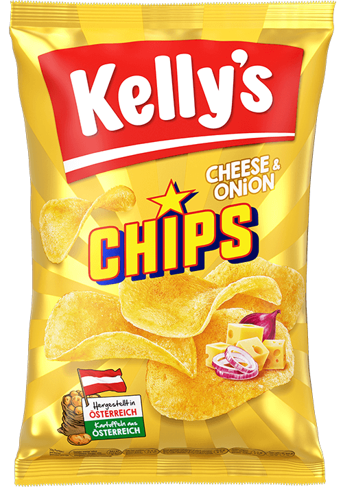Verpackung von Kelly's Chips Cheese & Onion