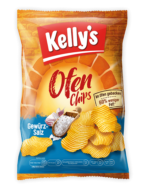 Verpackung von Kelly’s Ofenchips Gewürzsalz