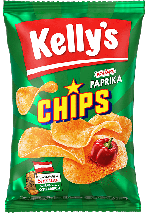 Verpackung von Kelly’s Chips Paprika