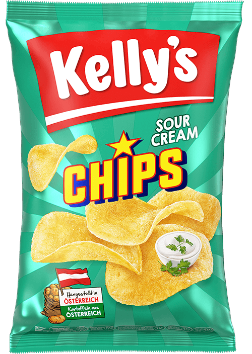 Verpackung von Kelly’s Chips Sour Cream