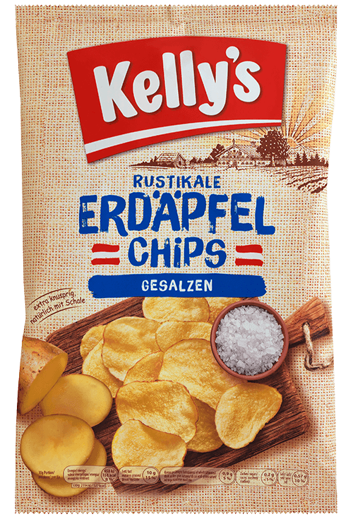 Verpackung von Kelly’s Erdäpfelchips Salted