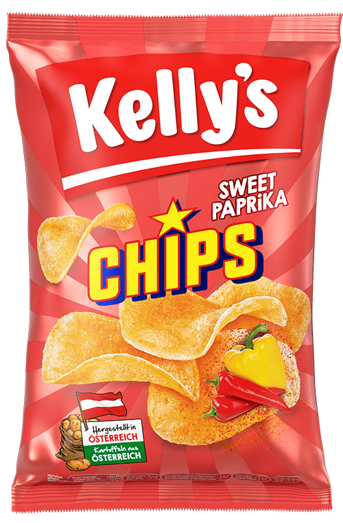 Verpackung von Kelly's Chips Sweet Paprika