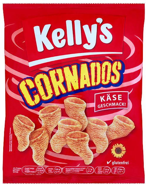 Verpackung von Kelly's CORNADOS Nacho Cheese Style