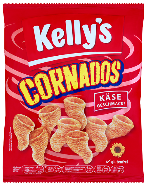 Verpackung von Kelly's Cornados Nacho Cheese Style