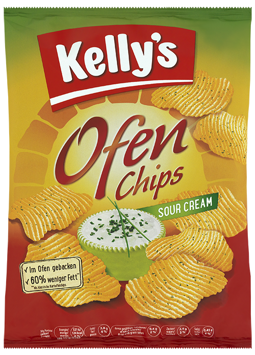 Verpackung von Kelly’s Ofenchips Sourcream