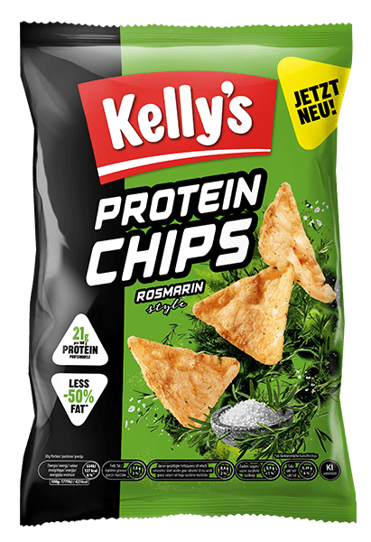 Verpackung von Kelly’s Protein Chips Rosmarin Style