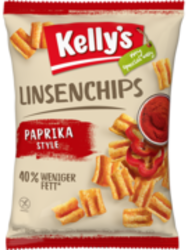Verpackung von Kelly’s Linsenchips Paprika