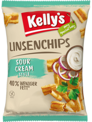 Verpackung von Kelly’s Linsenchips Sour Cream