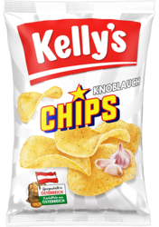 Verpackung von Kelly's Chips Garlic