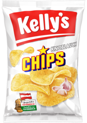 Verpackung von Kelly's Chips Knoblauch