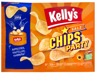 Verpackung von Kelly's CHIPS PARTY gesalzen