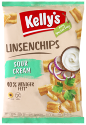 Verpackung von Kelly’s Linsenchips Sour Cream