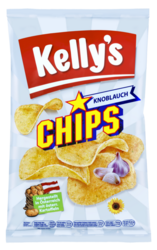 Verpackung von Kelly's Chips Garlic