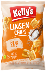 Verpackung von Kelly's Linsenchips würzig mit Meersalz