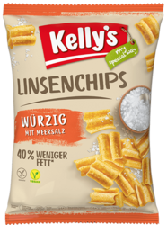 Verpackung von Kelly's Linsenchips würzig mit Meersalz